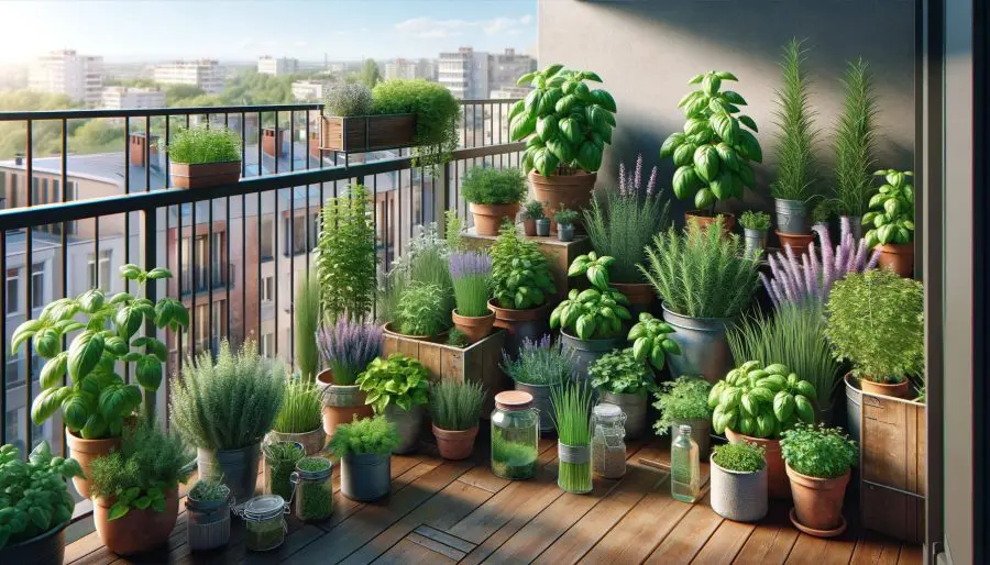 A Sunny Balcony Herb Garden in the City